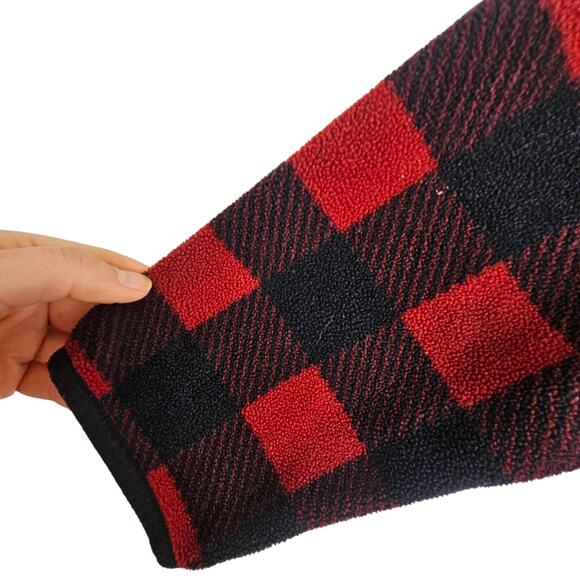 Duluth Trading Co. Red Black Checker Fleece Pullover Sweater Henley Top Men XL - Picture 4 of 7